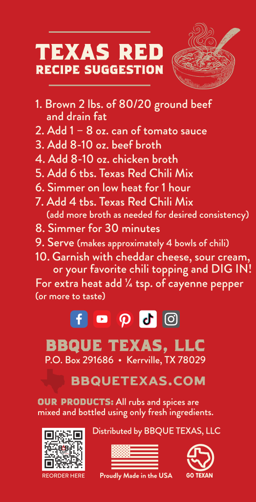 Texas Red Chili Instructions