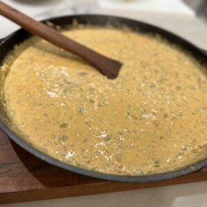 Smoked Texas chili con queso dip with BBQUE TEXAS Holy Grail Seasoning
